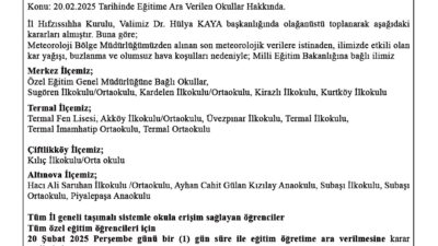 Olumsuz Hava Koşulları Nedeniyle Eğitime