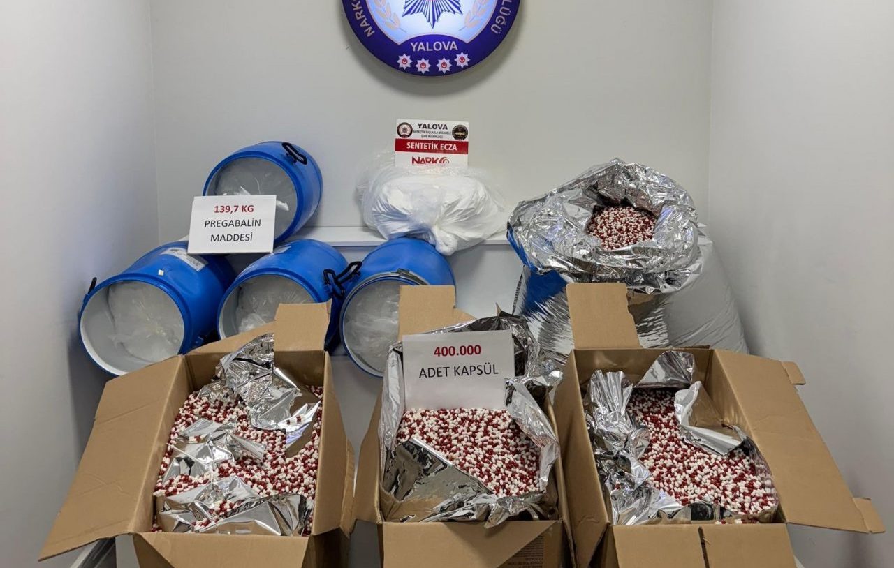 Yalova’da Uyuşturucu Operasyonu: 139 Kilo Pregabalin ve 400 Bin Kapsül Ele Geçirildi