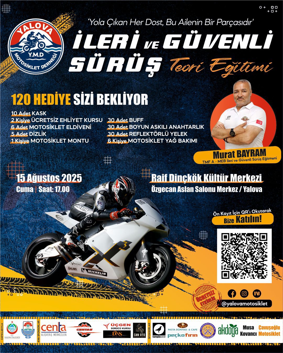 Yalova’da Motosiklet Tutkunlarına Ücretsiz Güvenli Sürüş Eğitimi