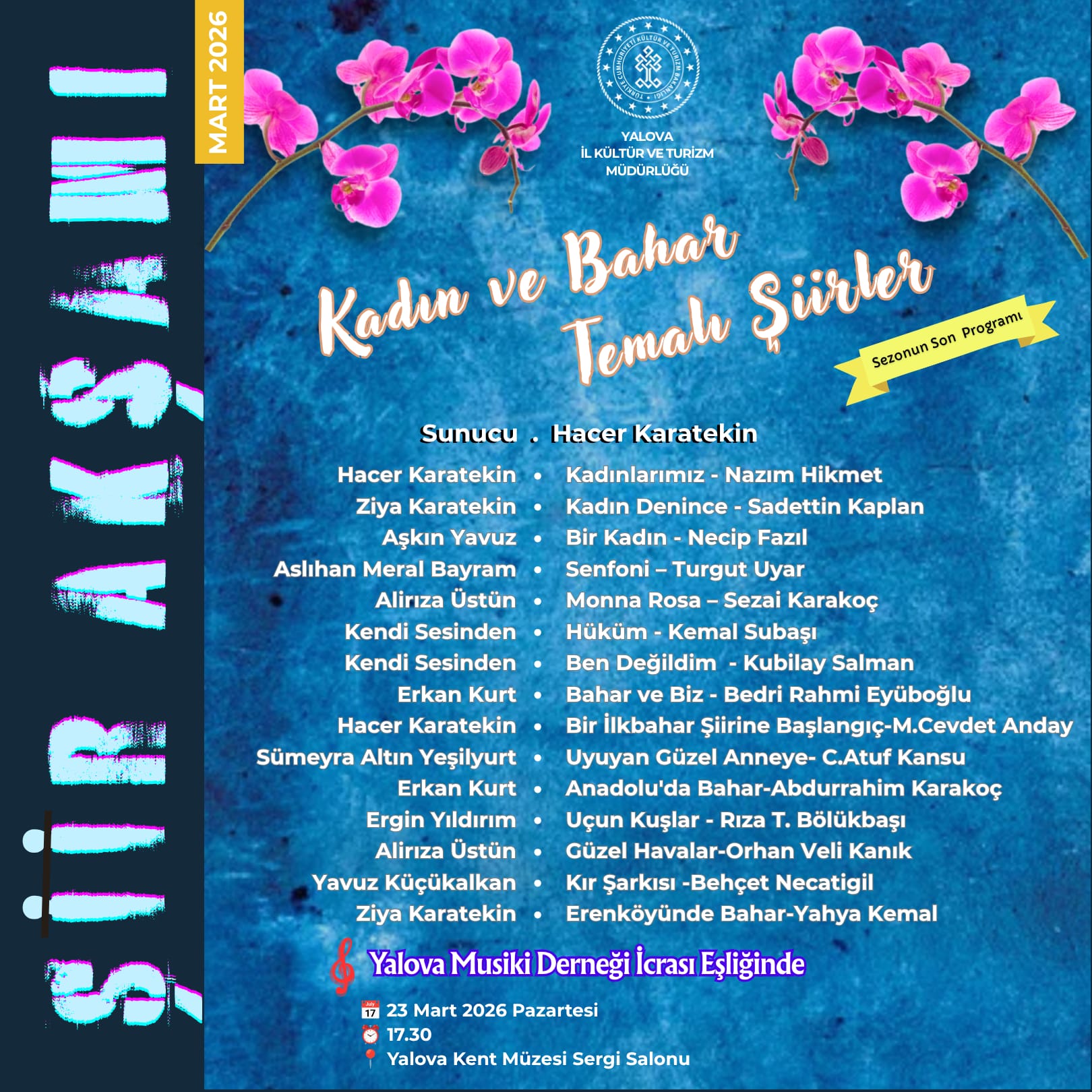 Yalova’da Sanat ve Müzik Dolu Etkinlik: “Kadın ve Bahar Temalı Şiirler”